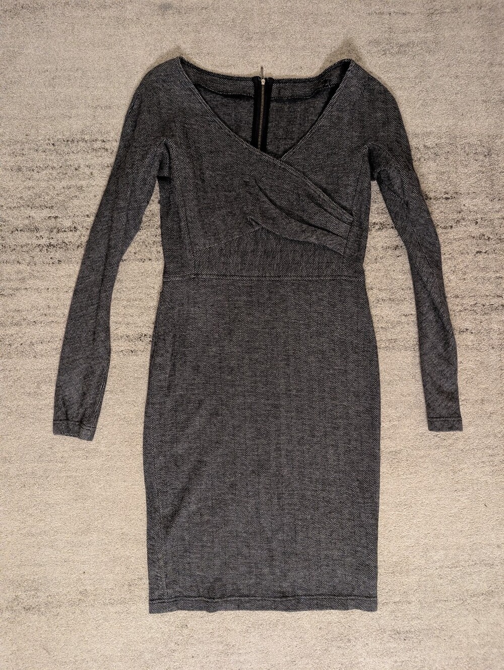 Mexx Charcoal Wrap-Front Long Sleeve Knit Dress